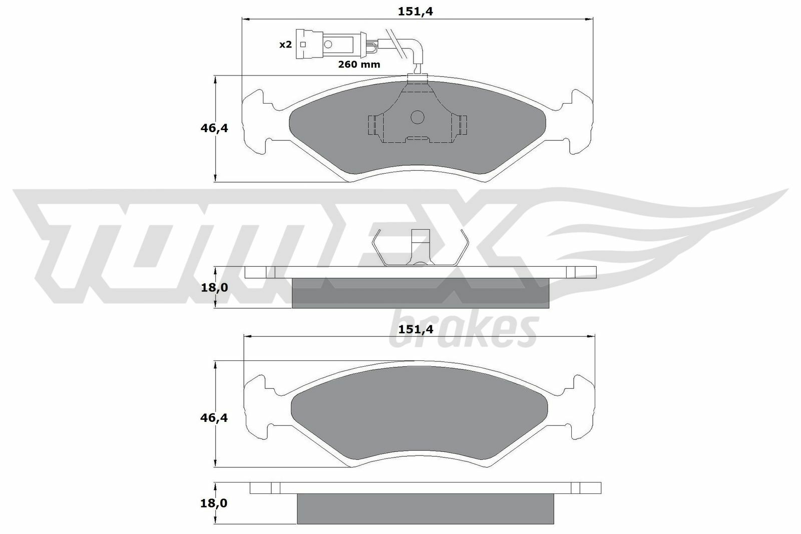 Sada brzdových destiček, kotoučová brzda TOMEX Brakes